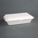 Composteerbare bagasse voedseldozen 24,8cm wit met deksel (250 stuks)