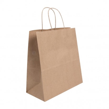 Fiesta Recyclebare Bruine Papieren Draagtassen met Twist Handle - Medium (250 stuks)