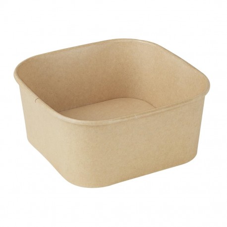 Fiesta Recycleerbare Vierkante Containerbodems 1400ml – Bruin Papier (300 stuks)