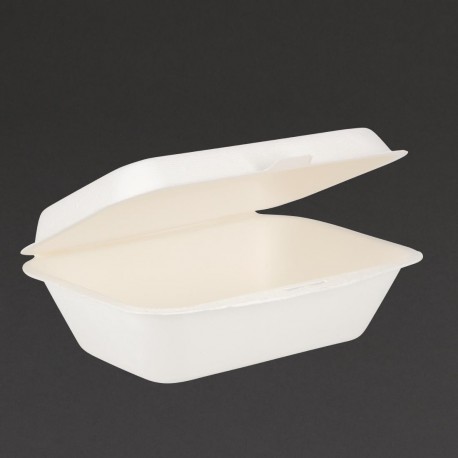 Fiesta Compostable bagasse maaltijddozen 182mm – afhaalverpakking wit (250 stuks)