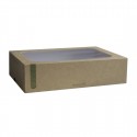 Vegware composteerbare sandwichboxen met deksel, medium – 50 stuks (bruin karton)