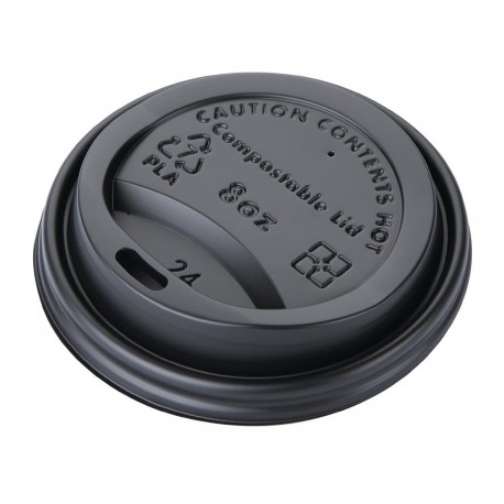 Fiesta Compostable composteerbare deksels 23cl koffiebekers - 1000 stuks, zwart