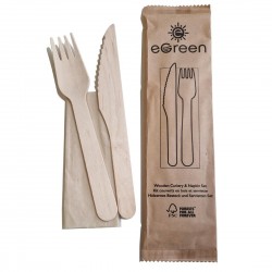 eGreen individueel verpakte 3-in-1 houten bestekset – 250 stuks