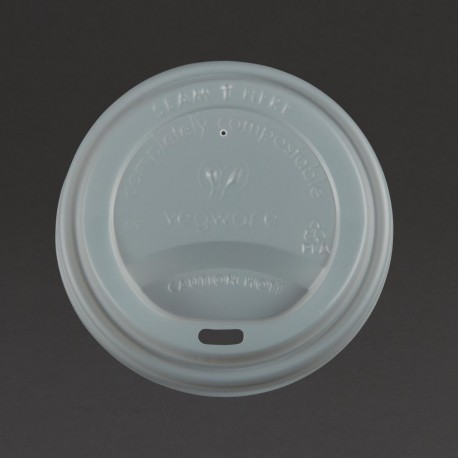 Vegware composteerbare deksels voor 34 en 45cl koffiebekers – CPLA, wit (1000 stuks)