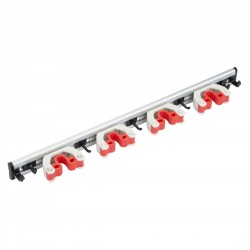 Jantex wandhouder voor stelen (4 klemmen) – Aluminium, Wit