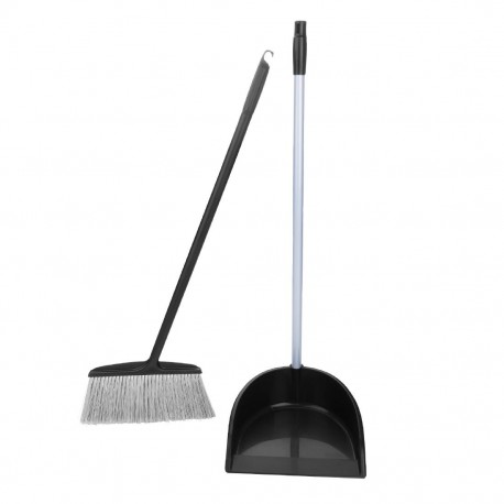 Jantex Lichtgewicht Stoffer en Blik Set – Zwart, Polypropyleen
