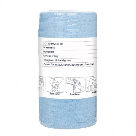 Nisbets Essentials Blauwe Microvezeldoek 300x300mm - Rol van 50 Afscheurvellen