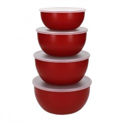 KitchenAid Voorbereidingskommen met Deksel Empire Rood - Set van 4
