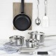 Nisbets Essentials Cook Like A Pro 4-Delige Steelpan- En Koekenpannenset – RVS & Aluminium, Zilver