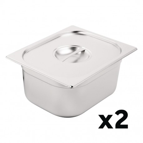 Vogue RVS Gastronorm Bakken Set 2 x 1/2 Met Deksels