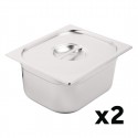 Vogue RVS Gastronorm Bakken Set 2 x 1/2 Met Deksels