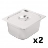 Vogue RVS Gastronorm Bakken Set 2 x 1/2 Met Deksels