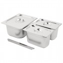 Vogue RVS Gastronorm Bakken Set 1/2 en 2x 1/4 Met Deksels