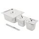 Vogue RVS Gastronorm Bakken Set 2x 1/6 en 2/3 Met Deksels