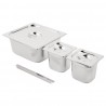 Vogue RVS Gastronorm Bakken Set 2x 1/6 en 2/3 Met Deksels