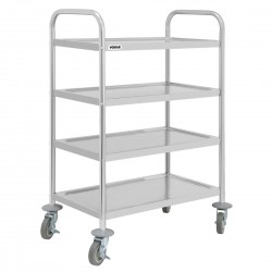 Vogue Afruimwagen Met 4 Niveaus - RVS Serveerwagen Zilver