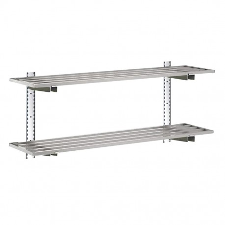 Gastro-M complete wandplankenset 2 niveaus 120x40cm - volledige montageset (excl. schroeven)