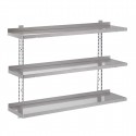 Gastro-M RVS Wandrek 3 Niveaus 120x40cm – Complete Montageset (excl. schroeven)