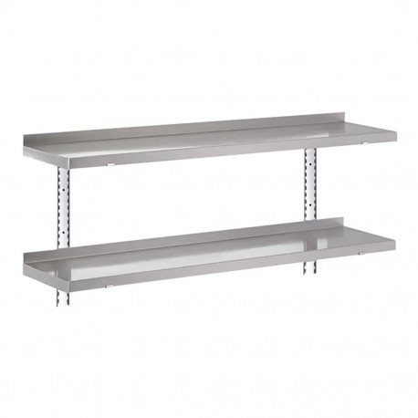 Gastro-M RVS wandplankenset 2 niveaus 100x40cm - complete montageset