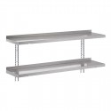 Gastro-M RVS wandplankenset 2 niveaus 100x40cm - complete montageset