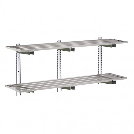 Gastro-M RVS wandrek 2 niveaus 180x40cm - complete montageset