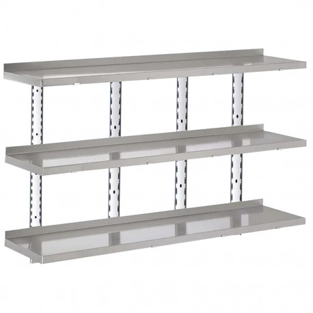 Gastro M RVS Wandstelling 3 Niveaus 200x40cm - Complete Montageset