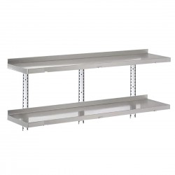 Gastro-M RVS legbordenset 2 niveaus 140x40cm - complete montageset