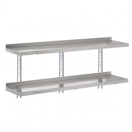 Gastro M RVS wandrek 2 niveaus 160x40cm - complete montageset (excl. schroeven)