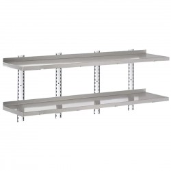 Gastro-M Complete Wandplankenset 2 Niveaus 200x40cm RVS - Montageset (excl. schroeven)