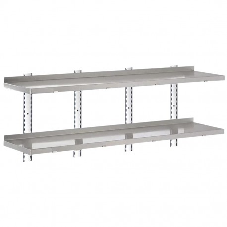 Gastro-M Complete Wandplankenset 2 Niveaus 200x40cm RVS - Montageset (excl. schroeven)