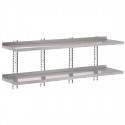 Gastro-M Complete Wandplankenset 2 Niveaus 200x40cm RVS - Montageset (excl. schroeven)