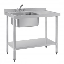 Vogue RVS spoeltafel met enkele spoelbak links 100x60cm