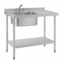 Vogue RVS spoeltafel met enkele spoelbak links 100x60cm
