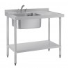 Vogue RVS spoeltafel met enkele spoelbak links 100x60cm