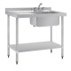 Vogue RVS Spoeltafel Enkel met Afdruipblad Links 1000 mm