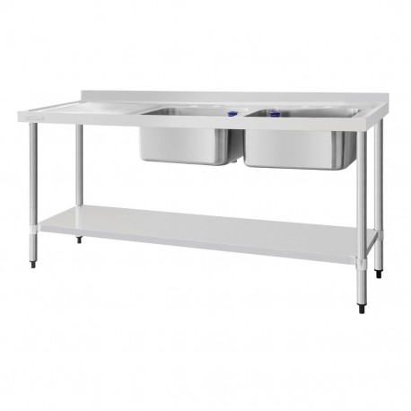 Vogue RVS Spoeltafel Dubbele Spoelbak Rechts 180x60cm