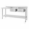 Vogue RVS Spoeltafel Dubbele Spoelbak Rechts 180x60cm