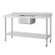 Vogue RVS Spoeltafel Enkele Spoelbak met Afdruiprek Links/Rechts 150x60cm