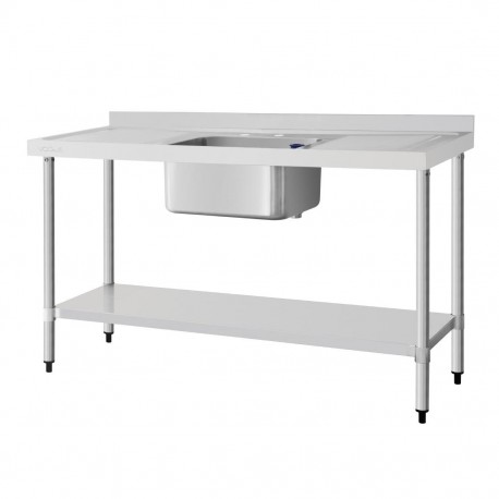 Vogue RVS Spoeltafel Enkele Spoelbak met Afdruiprek Links/Rechts 150x60cm