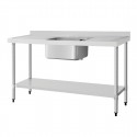 Vogue RVS Spoeltafel Enkele Spoelbak met Afdruiprek Links/Rechts 150x60cm