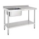 Vogue RVS Spoeltafel met Enkele Spoelbak Links 120x60cm