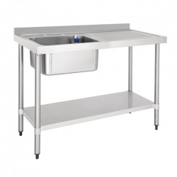 Vogue RVS Spoeltafel met Enkele Spoelbak Links 120x60cm