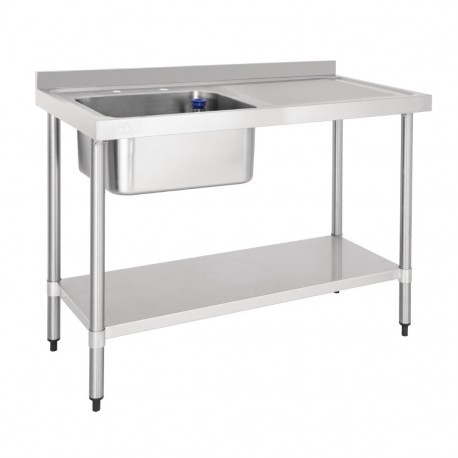 Vogue RVS Spoeltafel met Enkele Spoelbak Links 120x60cm