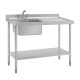 Vogue RVS Spoeltafel met Enkele Spoelbak Links 120x60cm
