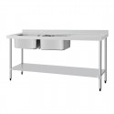 Vogue RVS spoeltafel dubbele spoelbak links 180x60cm