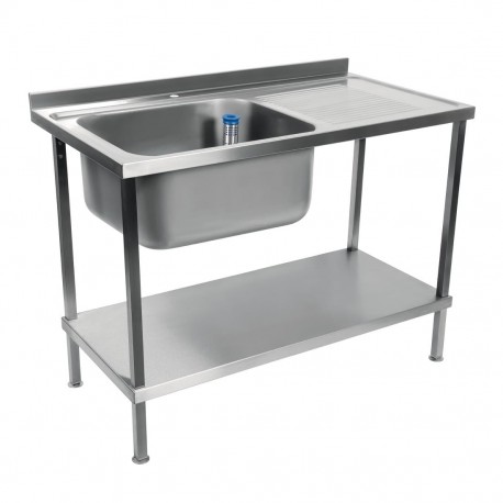 Vogue Holmes RVS Spoeltafel met Afdruiprek Rechts – 1000 mm – Volledig Gemonteerd