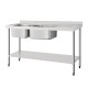 Vogue RVS spoeltafel met dubbele spoelbak links 150x60cm