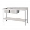 Vogue RVS spoeltafel met dubbele spoelbak links 150x60cm