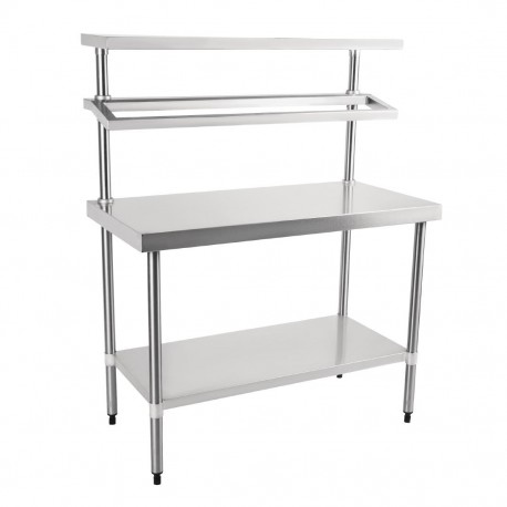 Vogue RVS werktafel met wandplanken 150x120x60cm - Zilver