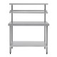 Vogue RVS werktafel met wandplanken 150x120x60cm - Zilver